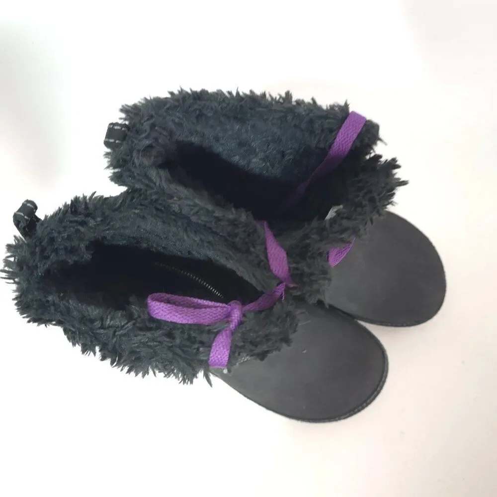 Crocs Women’s AllCast Luxe Faux Fur Winter Boots Black Purple Size 7